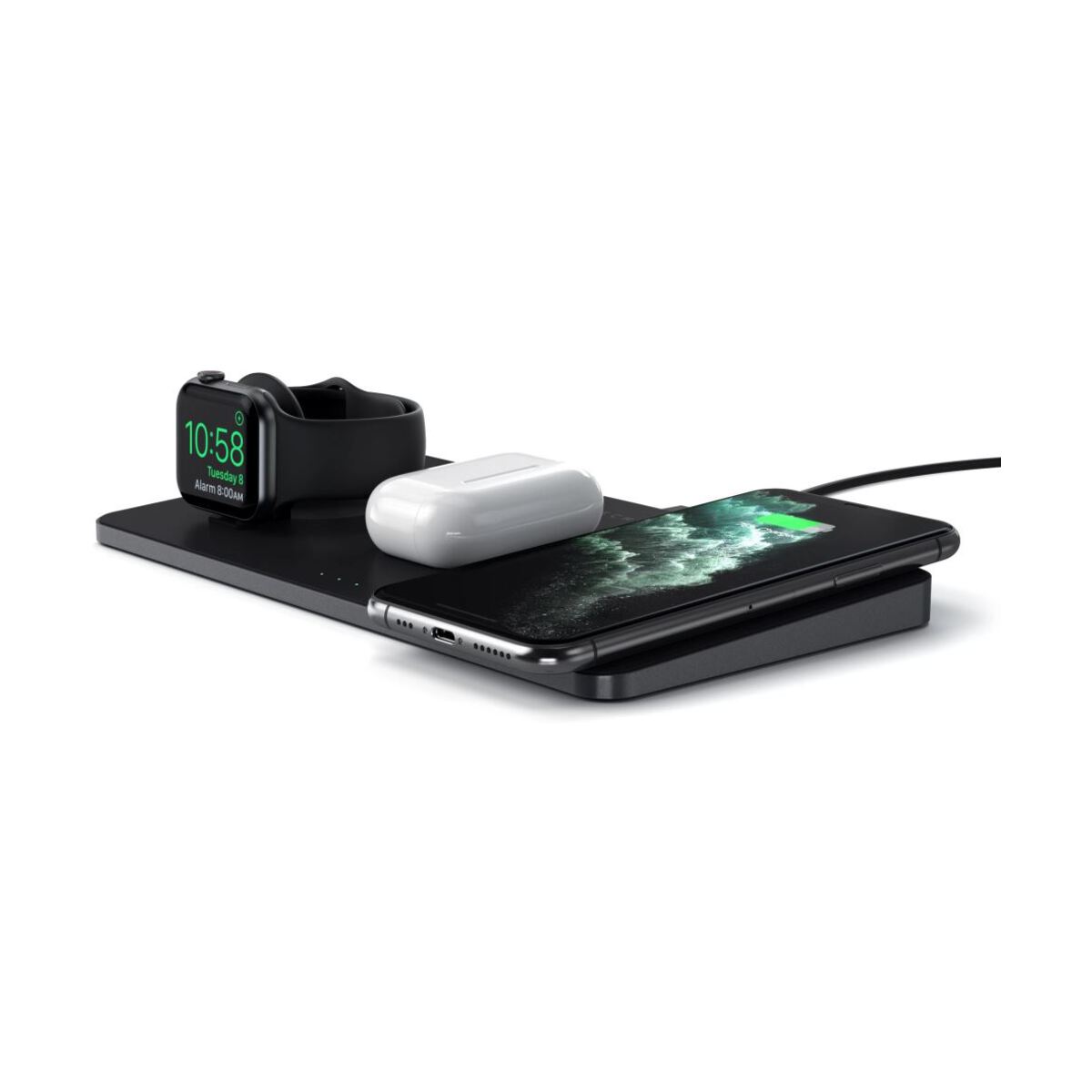 Satechi Trio Wireless Charging Pad (Apple Watch, Airpods, iPhone) - Čierna