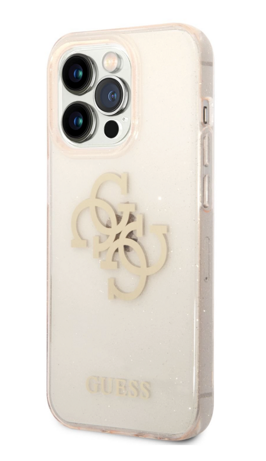 Guess TPU obal Big 4G Full Glitter pre iPhone 14 Pro Max - Gold