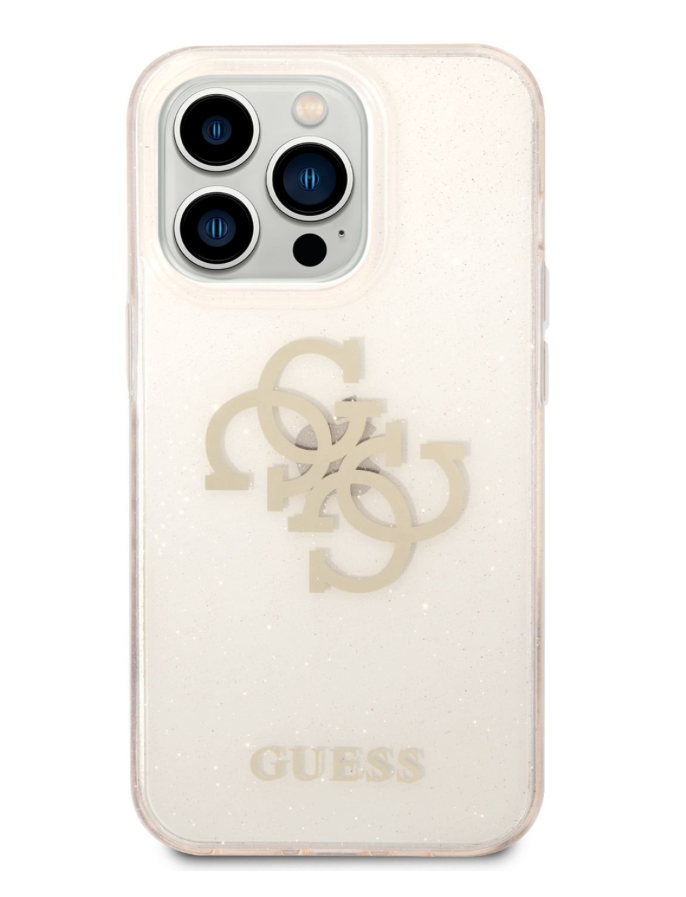Guess TPU obal Big 4G Full Glitter pre iPhone 14 Pro Max - Gold