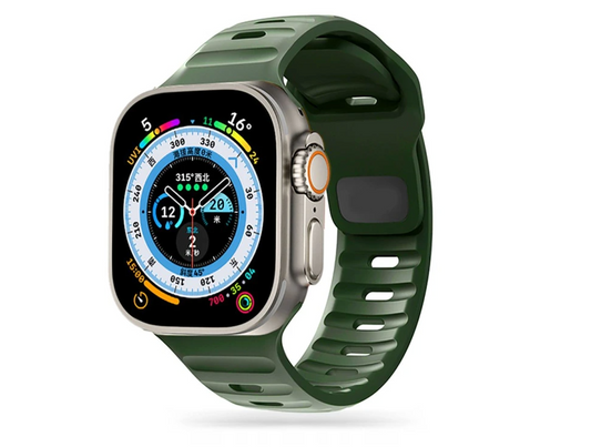 Innocent Active Rugged Silicone remienok pre Apple Watch 42/44/45/49 mm - Tmavozelená