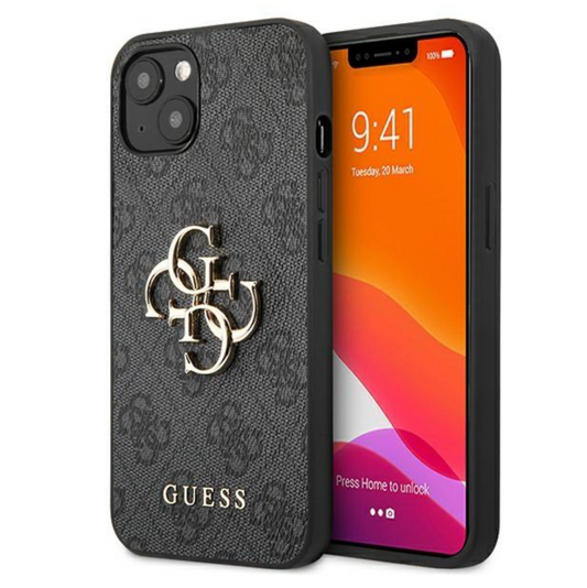 Guess PU Metal Logo Case for iPhone 13 mini Grey