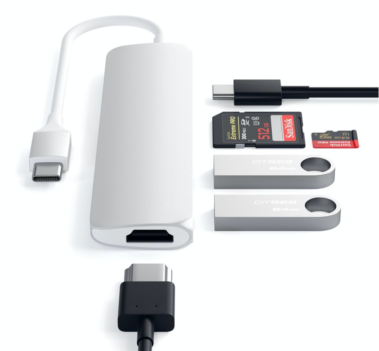 Satechi TYPE-C Slim Multimedia Adapter V2 - Silver