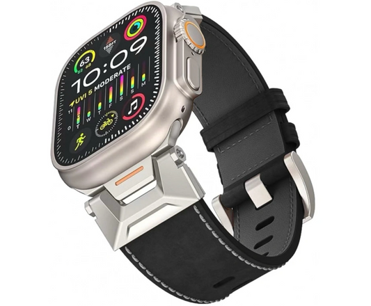 Innocent CyberRanger Kožený remienok pre Apple Watch 49mm - Čierna