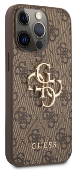 Guess PU Metal Logo Case for iPhone 13 Pro Brown