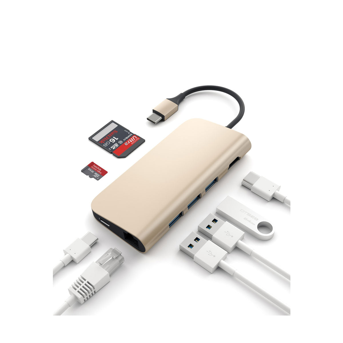 Satechi Type-C Multi-Port 4K Adapter - Gold