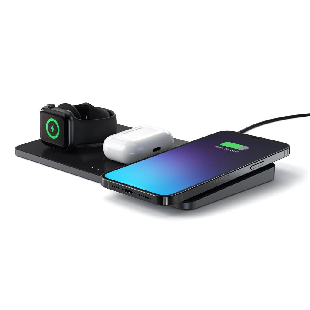 Satechi Trio Wireless Charging Pad (Apple Watch, Airpods, iPhone) - Čierna