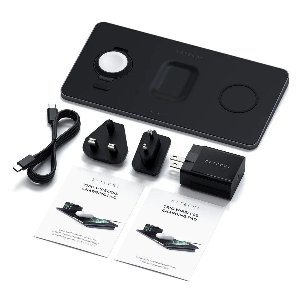 Satechi Trio Wireless Charging Pad (Apple Watch, Airpods, iPhone) - Čierna