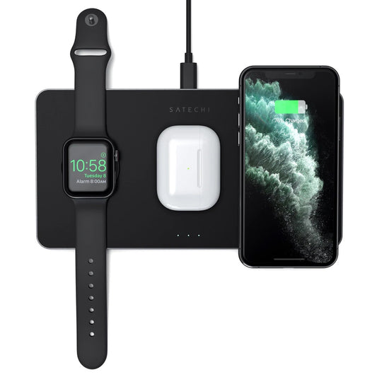 Satechi Trio Wireless Charging Pad (Apple Watch, Airpods, iPhone) - Čierna