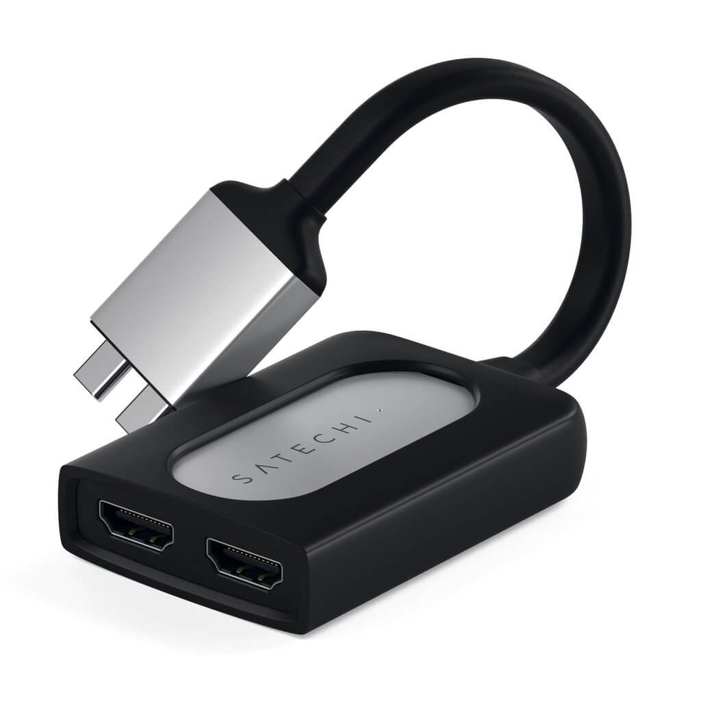 SATECHI Type-C Dual HDMI Adapter - Strieborný