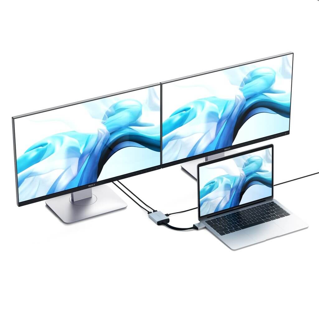 SATECHI Type-C Dual HDMI Adapter - Strieborný