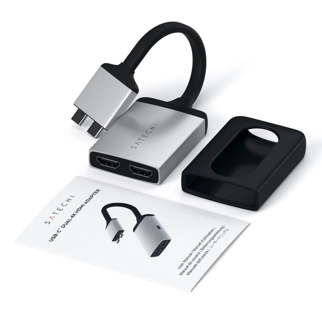 SATECHI Type-C Dual HDMI Adapter - Strieborný