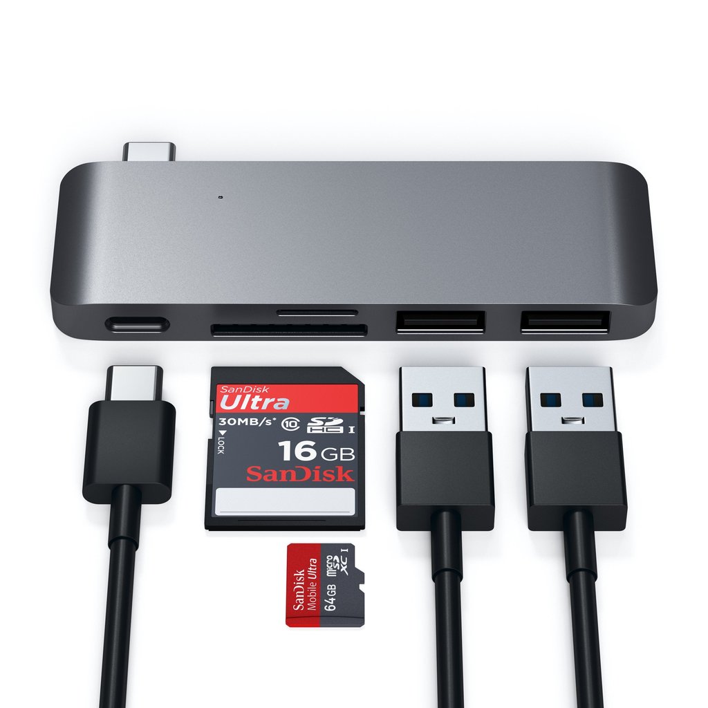 SATECHI USB-C PASS HUB s piatimi výstupmi - kozmicko sivý