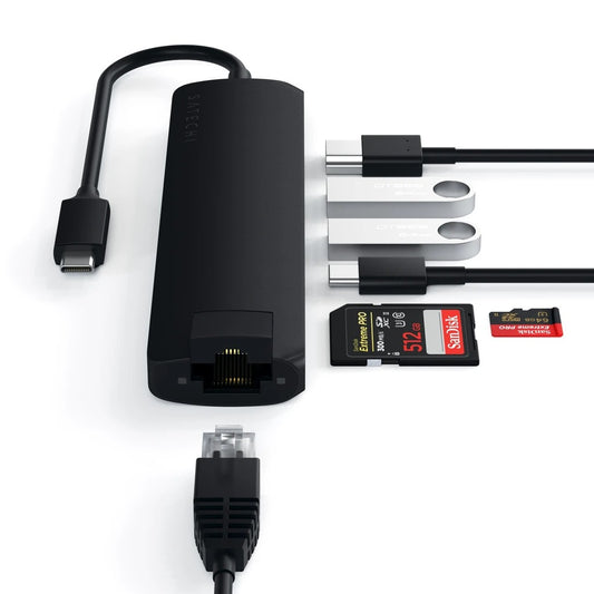 Satechi Slim Aluminum Type-C Multi-Port Adapter- čierny