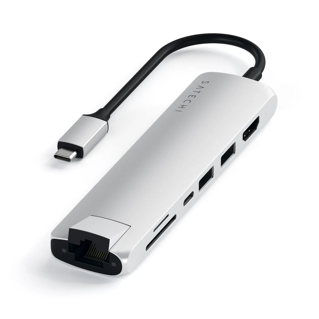 Satechi Slim Aluminum Type-C Multi-Port Adapter- strieborný