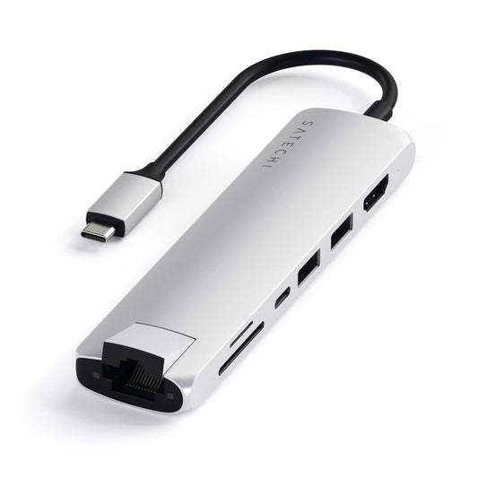 Satechi Slim Aluminum Type-C Multi-Port Adapter- strieborný