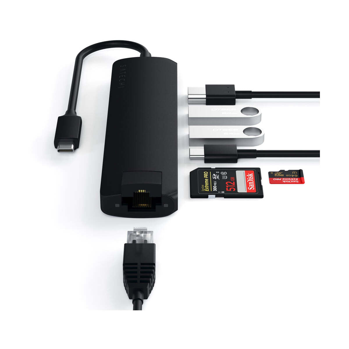 Satechi Slim Aluminum Type-C Multi-Port Adapter- čierny