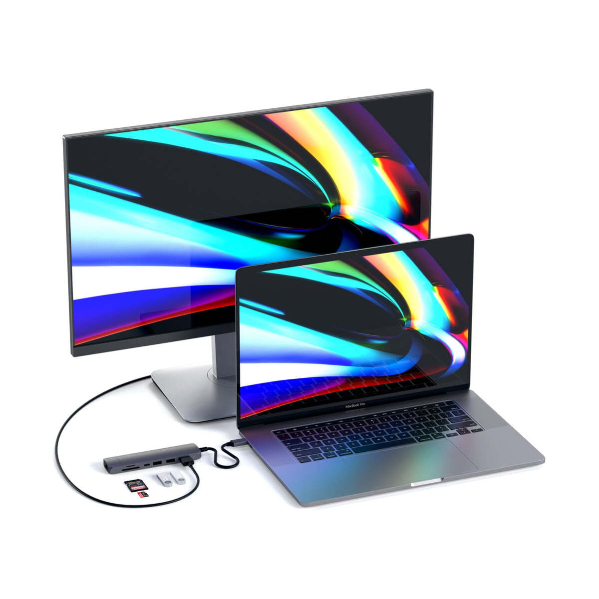Satechi Slim Aluminum Type-C Multi-Port Adapter- strieborný