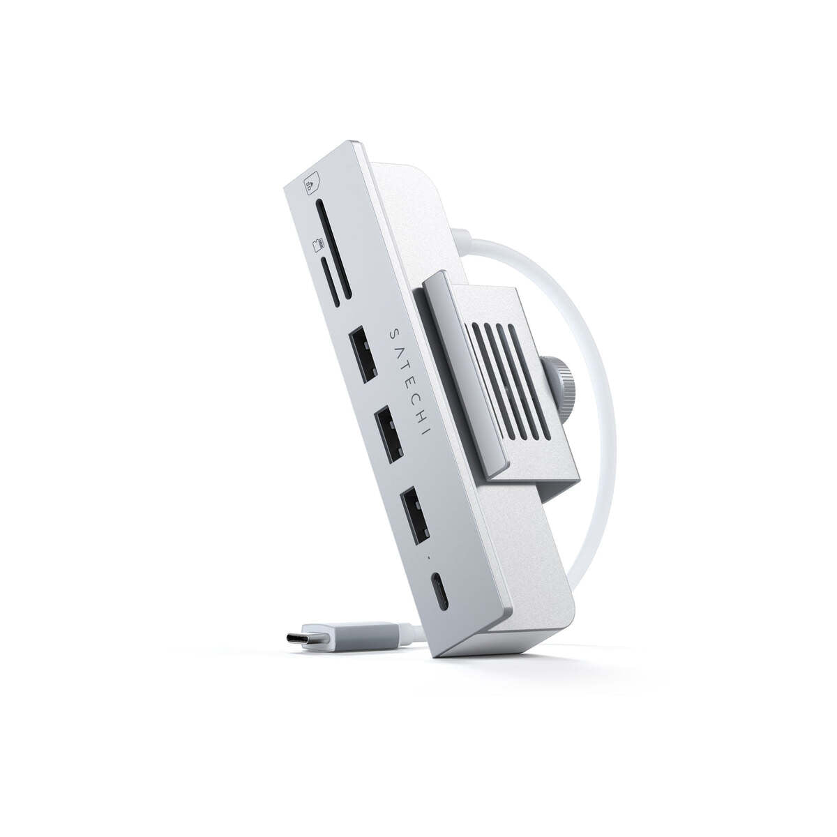 Satechi USB-C Clamp Hub iMac 24inch (2021) / (1x USB-C up to 5 Gbps,3x USB-A 3.0 up to 5 Gbps, inc. Apple S.Drive Micro/SD) - Silver