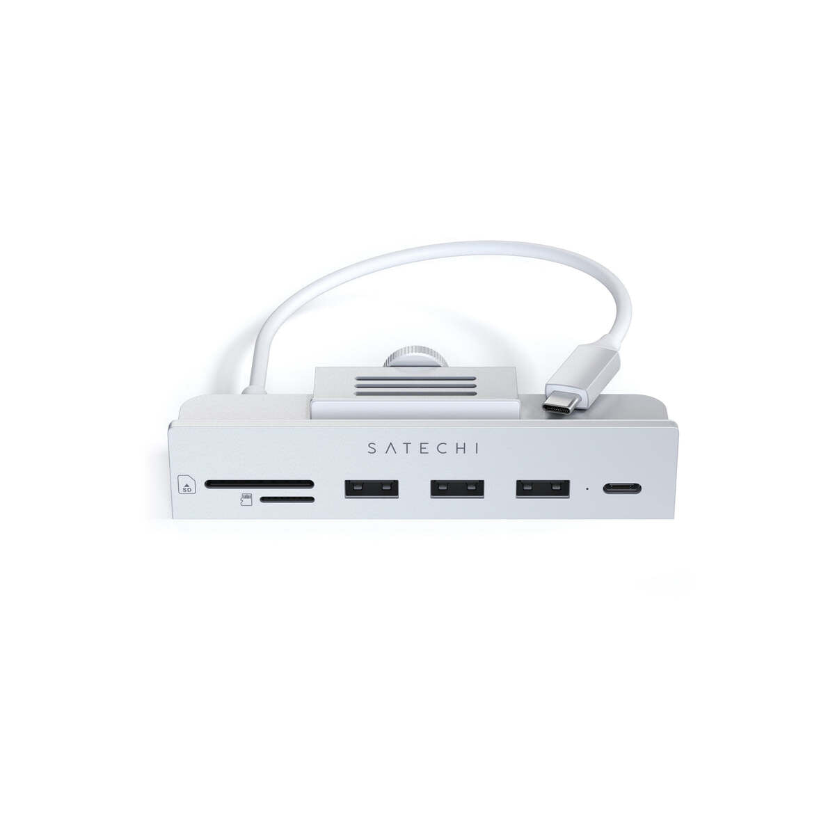 Satechi USB-C Clamp Hub iMac 24inch (2021) / (1x USB-C up to 5 Gbps,3x USB-A 3.0 up to 5 Gbps, inc. Apple S.Drive Micro/SD) - Silver