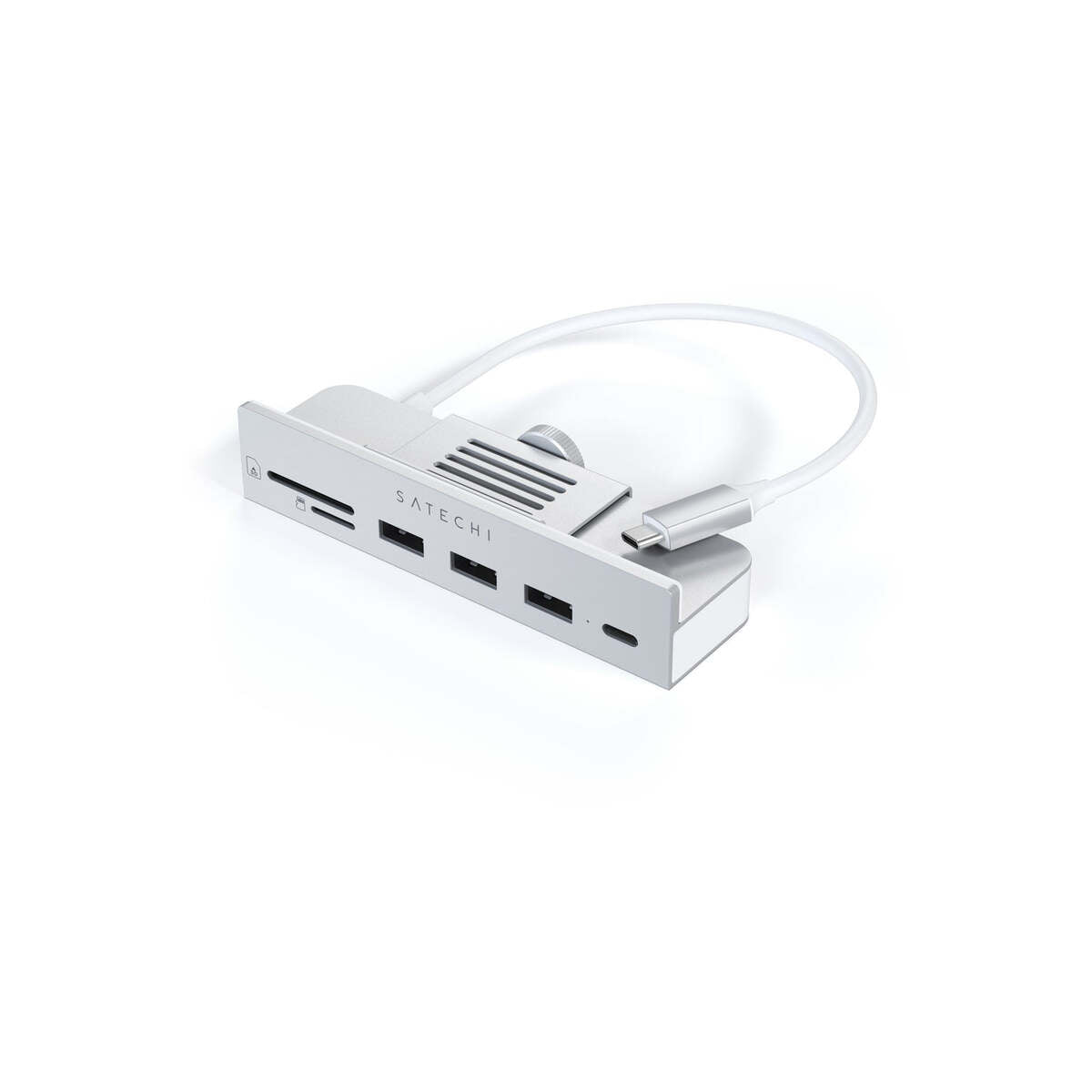 Satechi USB-C Clamp Hub iMac 24inch (2021) / (1x USB-C up to 5 Gbps,3x USB-A 3.0 up to 5 Gbps, inc. Apple S.Drive Micro/SD) - Silver