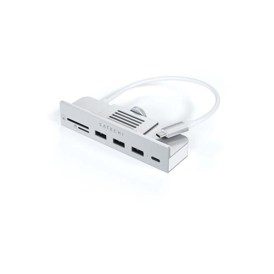Satechi USB-C Clamp Hub iMac 24inch (2021) / (1x USB-C up to 5 Gbps,3x USB-A 3.0 up to 5 Gbps, inc. Apple S.Drive Micro/SD) - Silver
