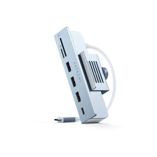 Satechi USB-C Clamp Hub iMac 24inch (2021) / (1x USB-C up to 5 Gbps,3x USB-A 3.0 up to 5 Gbps, inc. Apple S.Drive Micro/SD) - Blue