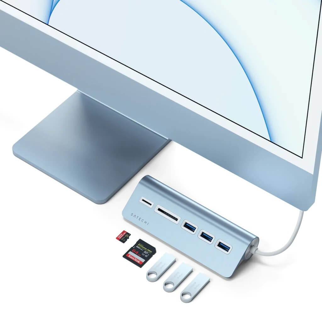 Satechi Aluminium Type-C USB Hub (3x USB 3.0,MicroSD) - Blue