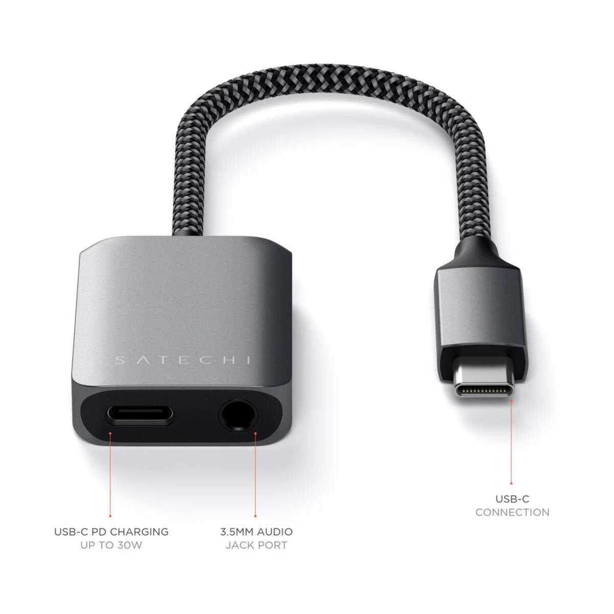Satechi USB-C to 3.5mm Audio & PD Adapter - Space Gray
