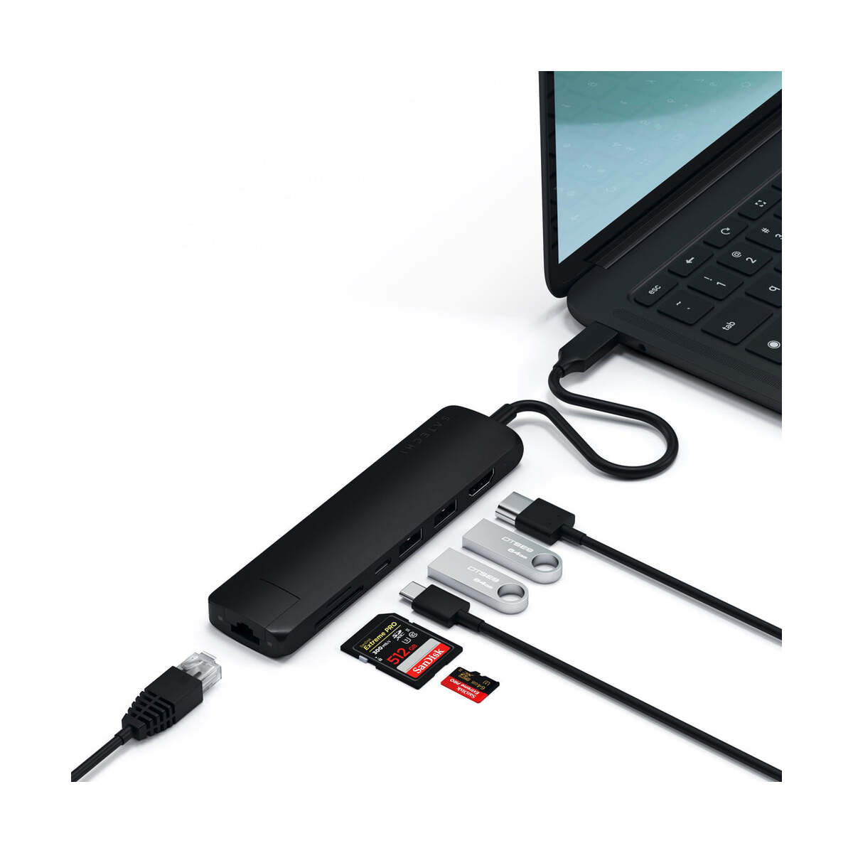 Satechi Slim Aluminum Type-C Multi-Port Adapter- čierny