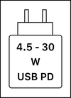 Toto zariadenie podporuje rýchle nabíjanie cez USB PD, ako je definované v dokumente USB Implementers Forum Power.