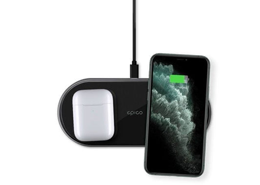 EPICO ULTRASLIM DUAL WIRELESS CHARGER + ADAPTER - čierna