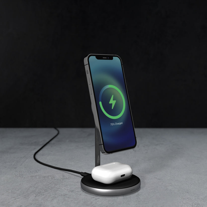 Epico Magnetic 2in1 Wireless Charger (MagSafe compatible) 15W/10W/7,5W + 18W QC - čierna