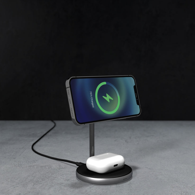 Epico Magnetic 2in1 Wireless Charger (MagSafe compatible) 15W/10W/7,5W + 18W QC - čierna