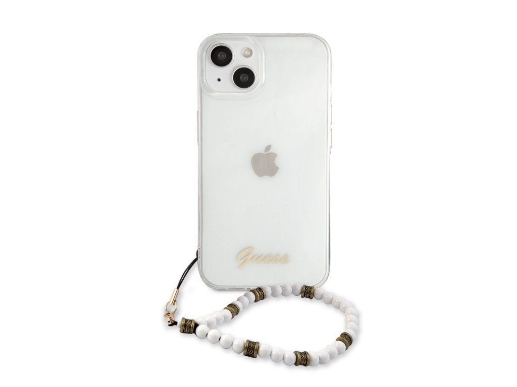 Guess PC Script and White Pearls Case iPhone 13 Pro