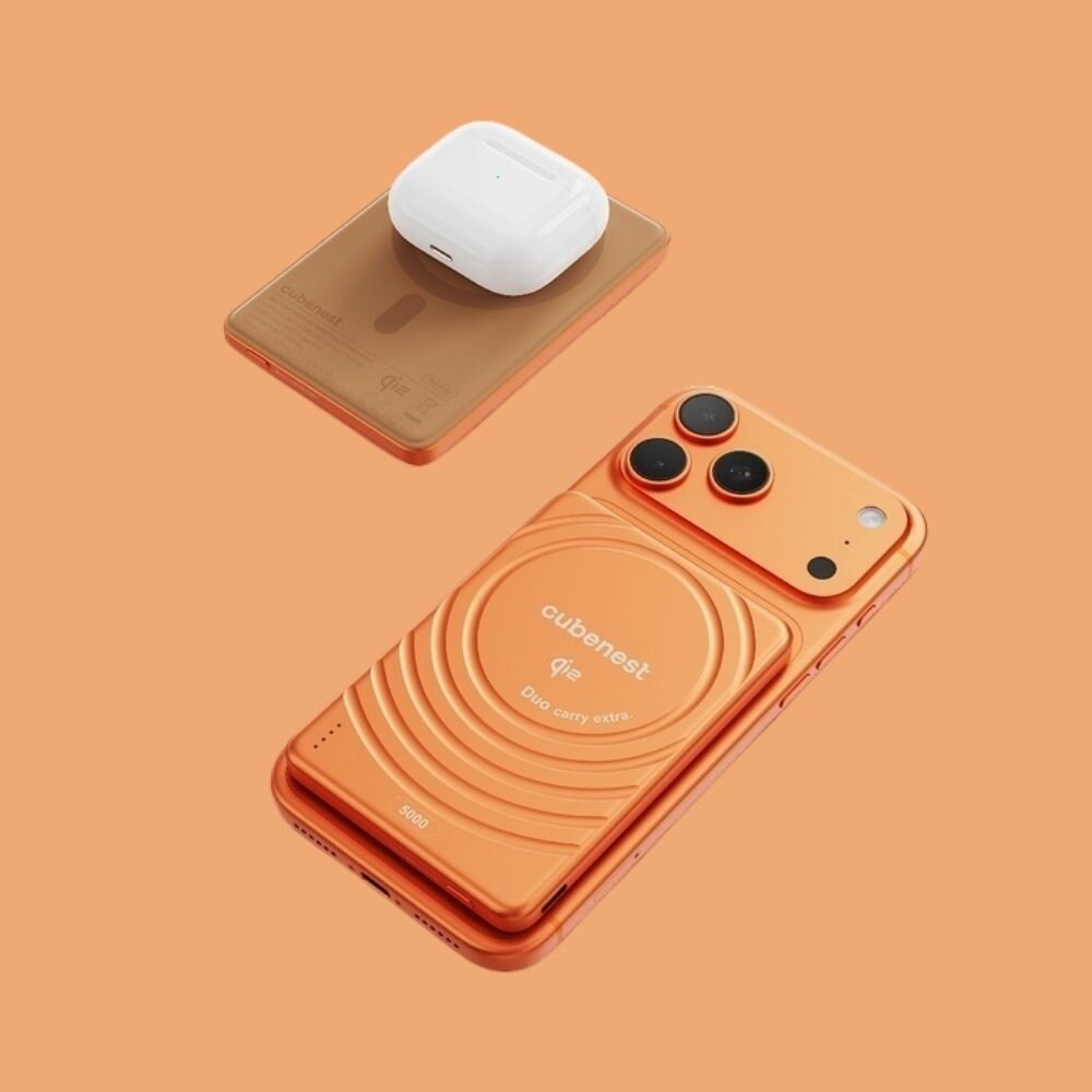 Cubenest Qi2 Magnetická bezdrôtová powerbanka SlimDual 5000 mAh SQ1B3D - oranžová