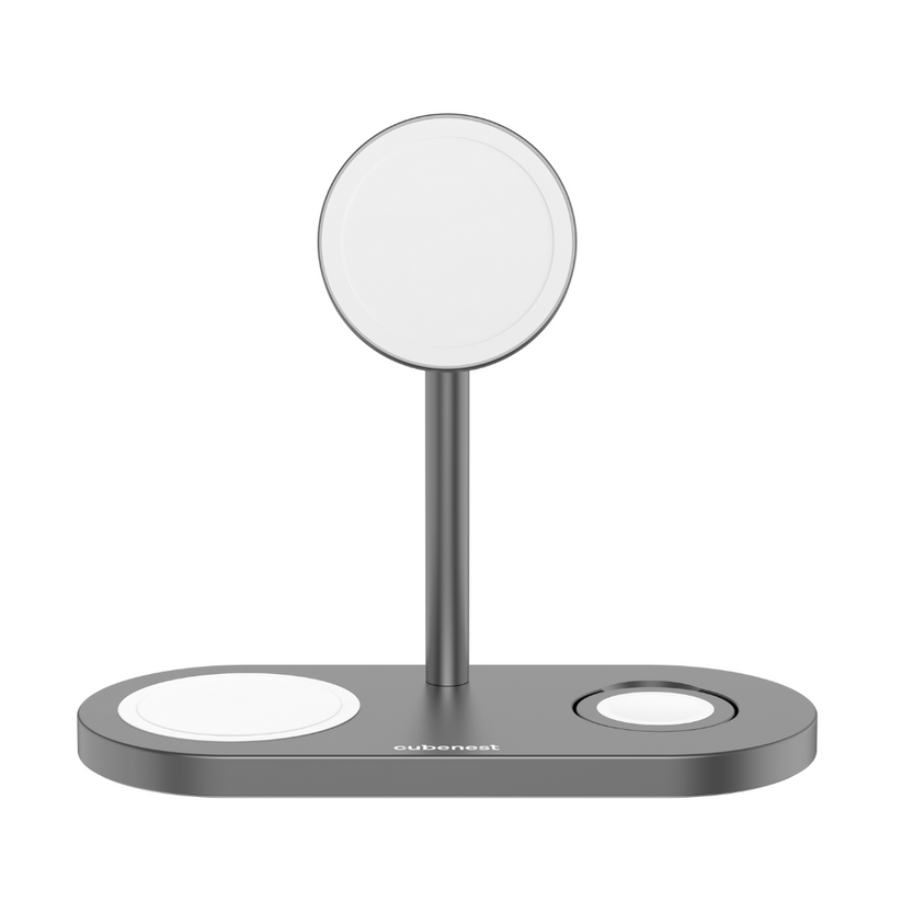 Cubenest 3v1 Bezdrôtová magentická nabíjačka S313 Pro - Space Grey