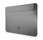 Guess Saffiano Triangle Metal Logo Computer Sleeve 16 Silver