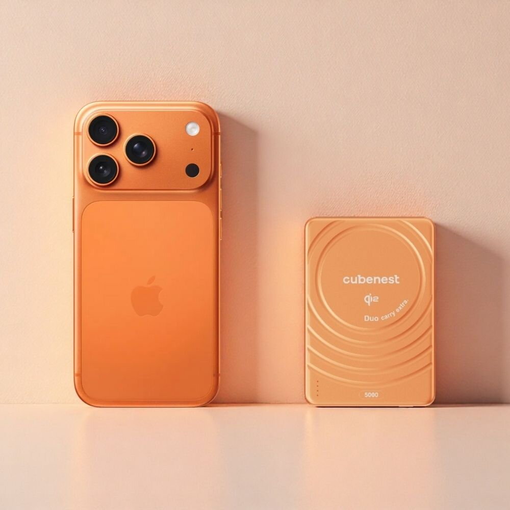 Cubenest Qi2 Magnetická bezdrôtová powerbanka SlimDual 5000 mAh SQ1B3D - oranžová