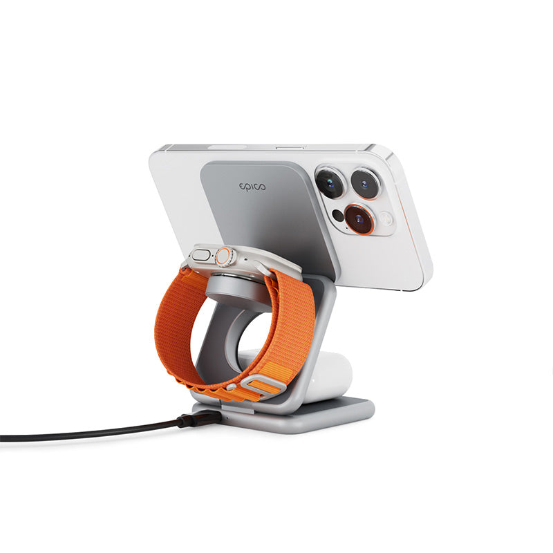 Bezdrôtová nabíjačka Epico Mag+ Foldable Wireless Charger - sivá - iSTYLE.sk