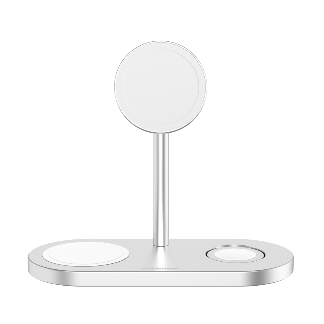 CubeNest 3v1 Magnetická bezdrôtová nabíjačka S313 Pro - Silver