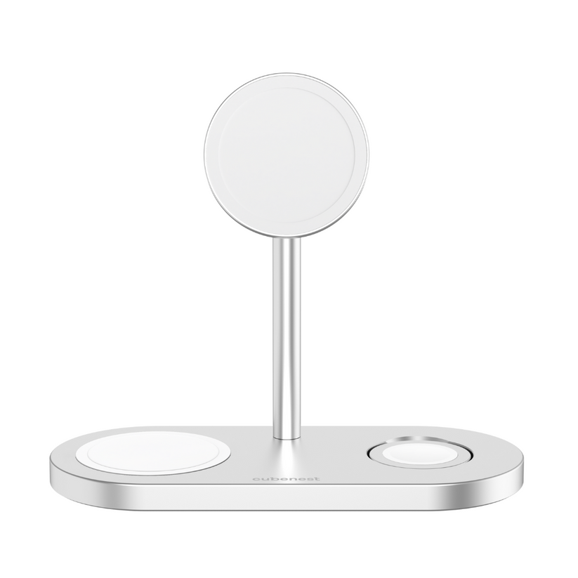 CubeNest 3v1 Magnetická bezdrôtová nabíjačka S313 Pro - Silver