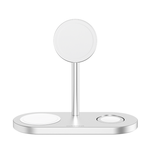 CubeNest 3v1 Magnetická bezdrôtová nabíjačka S313 Pro - Silver