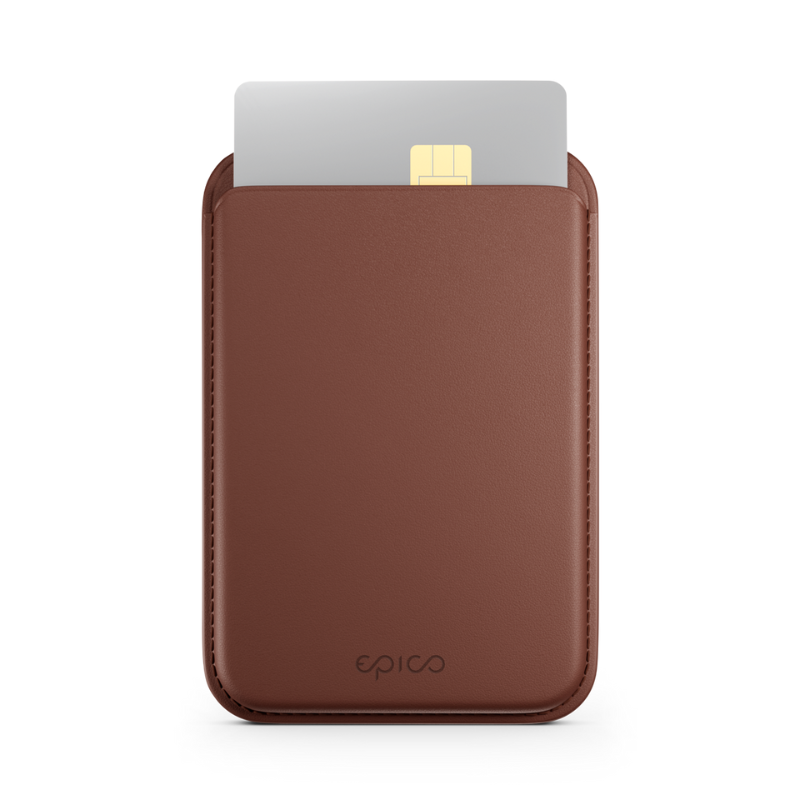 Kožená MagSafe peňaženka Epico Mag+ Leather Wallet - hnedá