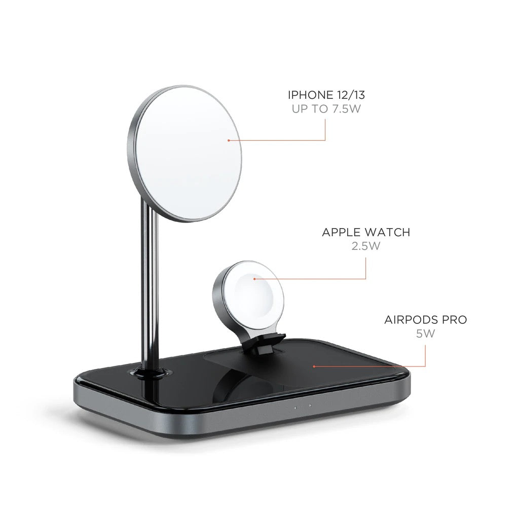 Satechi Trio Wireless Charging Pad (Apple Watch, Airpods, iPhone) - Black