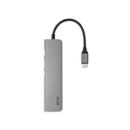 Hliníkový 8K HUB 7v1 s konektorom USB-C iSTYLE - vesmírne šedý