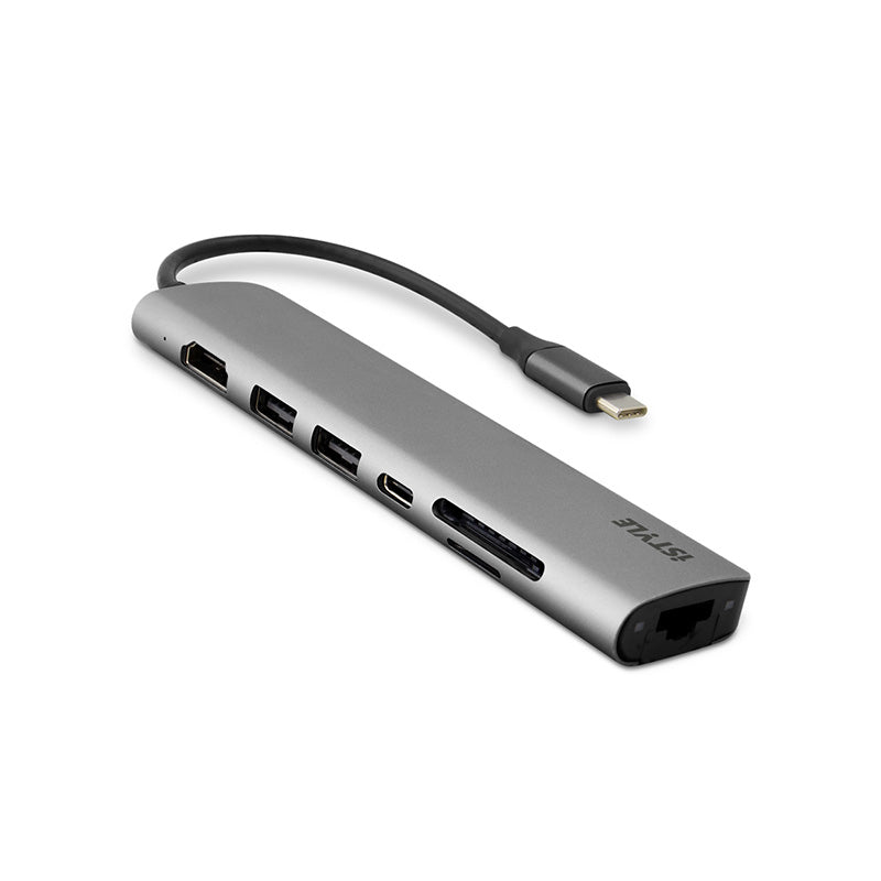 Hliníkový 8K HUB 7v1 s konektorom USB-C iSTYLE - vesmírne šedý