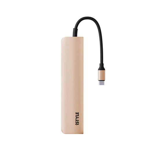 Hliníkový 8K HUB 6v1 s konektorom USB-C iSTYLE - zlatý