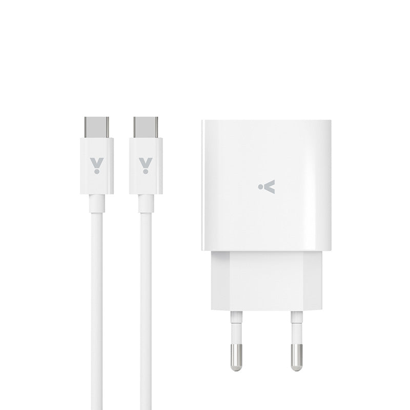 iSTYLE 20W PD Charger Bundle with USB-C to USB-C cable 1.2m - white