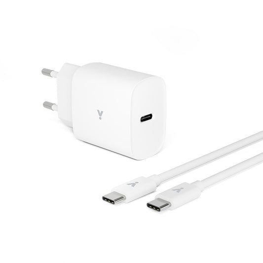 iSTYLE 20W PD Charger Bundle with USB-C to USB-C cable 1.2m - white