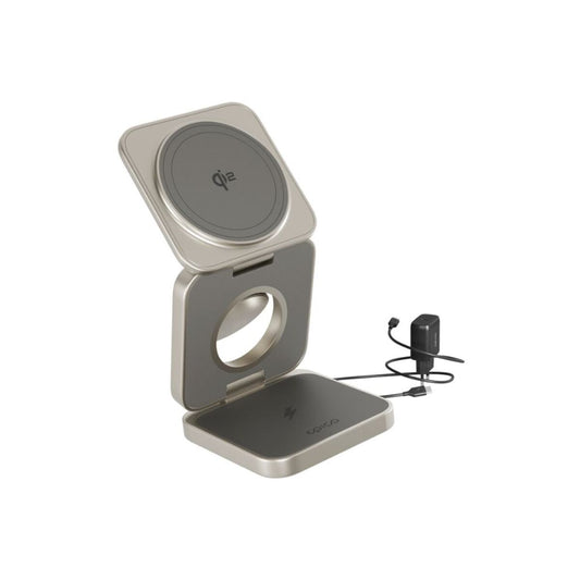 Bezdrôtový nabíjací stojan Epico UltraBase Qi2 3v1 Alu Mag+ EF55 – titánový